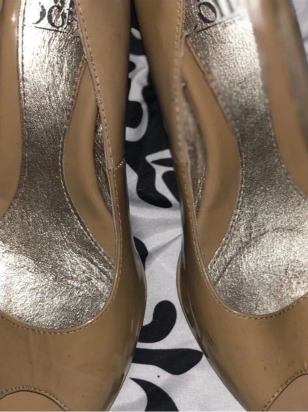 Sofft Beige Patent Peep-Toe Pumps